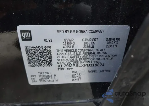 2023 Chevrolet Trailblazer Fwd Lt z USA, uszkodzony, nr VIN KL79MPSLXPB118824